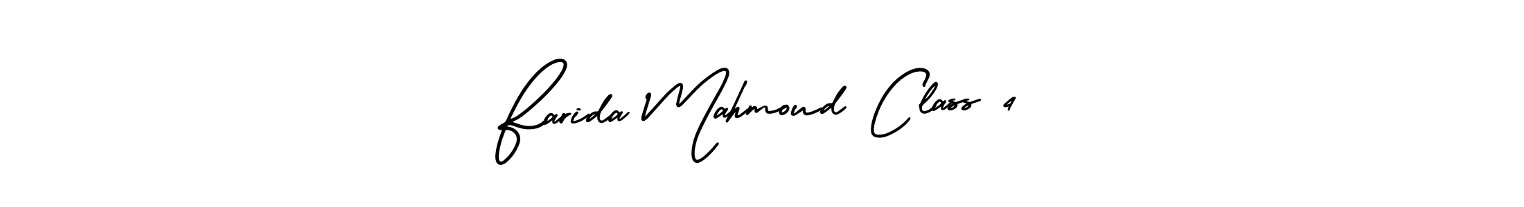 AmerikaSignatureDemo-Regular is a professional signature style that is perfect for those who want to add a touch of class to their signature. It is also a great choice for those who want to make their signature more unique. Get Farida Mahmoud Class 4 name to fancy signature for free. Farida Mahmoud Class 4 signature style 3 images and pictures png