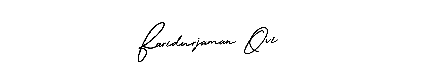 The best way (AmerikaSignatureDemo-Regular) to make a short signature is to pick only two or three words in your name. The name Faridurjaman Ovi include a total of six letters. For converting this name. Faridurjaman Ovi signature style 3 images and pictures png