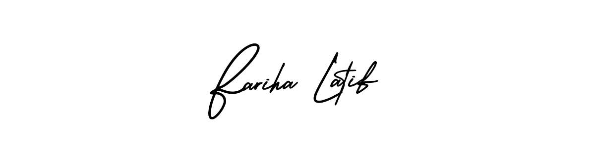 Fariha Latif stylish signature style. Best Handwritten Sign (AmerikaSignatureDemo-Regular) for my name. Handwritten Signature Collection Ideas for my name Fariha Latif. Fariha Latif signature style 3 images and pictures png