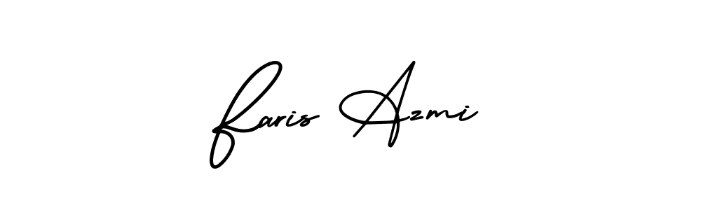 This is the best signature style for the Faris Azmi name. Also you like these signature font (AmerikaSignatureDemo-Regular). Mix name signature. Faris Azmi signature style 3 images and pictures png