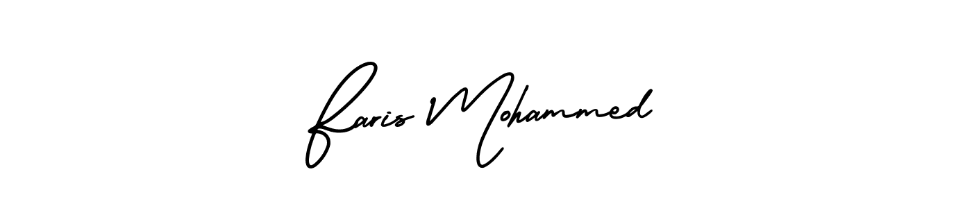 You should practise on your own different ways (AmerikaSignatureDemo-Regular) to write your name (Faris Mohammed) in signature. don't let someone else do it for you. Faris Mohammed signature style 3 images and pictures png