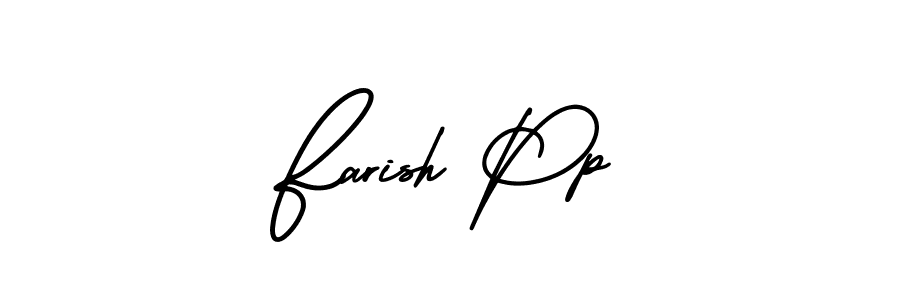 Similarly AmerikaSignatureDemo-Regular is the best handwritten signature design. Signature creator online .You can use it as an online autograph creator for name Farish Pp. Farish Pp signature style 3 images and pictures png