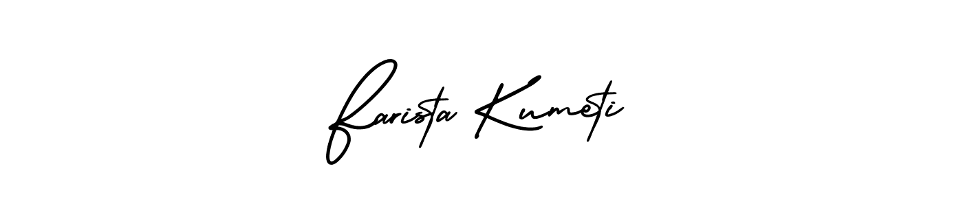 if you are searching for the best signature style for your name Farista Kumeti. so please give up your signature search. here we have designed multiple signature styles  using AmerikaSignatureDemo-Regular. Farista Kumeti signature style 3 images and pictures png