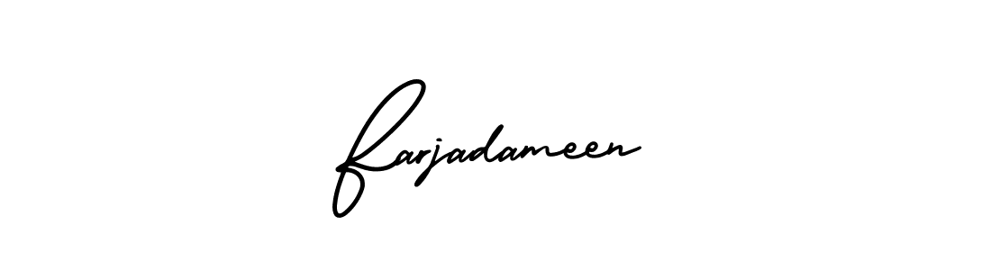 AmerikaSignatureDemo-Regular is a professional signature style that is perfect for those who want to add a touch of class to their signature. It is also a great choice for those who want to make their signature more unique. Get Farjadameen name to fancy signature for free. Farjadameen signature style 3 images and pictures png