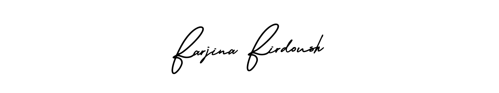 You should practise on your own different ways (AmerikaSignatureDemo-Regular) to write your name (Farjina Firdoush) in signature. don't let someone else do it for you. Farjina Firdoush signature style 3 images and pictures png
