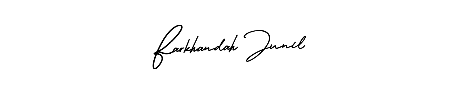 Farkhandah Junil stylish signature style. Best Handwritten Sign (AmerikaSignatureDemo-Regular) for my name. Handwritten Signature Collection Ideas for my name Farkhandah Junil. Farkhandah Junil signature style 3 images and pictures png