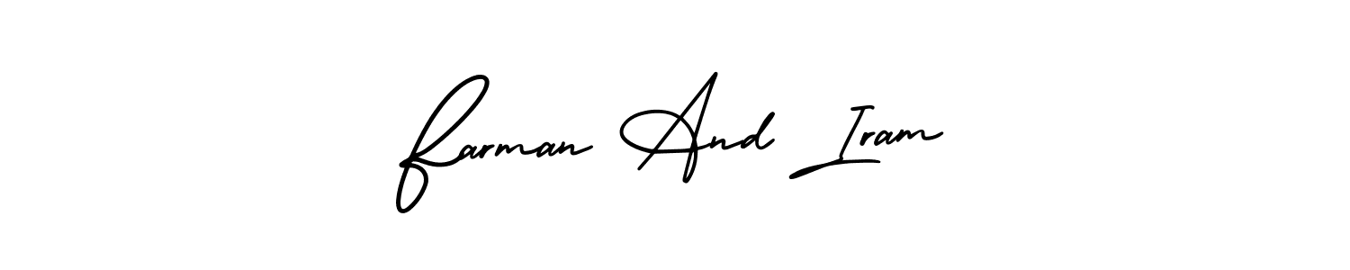 How to make Farman And Iram name signature. Use AmerikaSignatureDemo-Regular style for creating short signs online. This is the latest handwritten sign. Farman And Iram signature style 3 images and pictures png