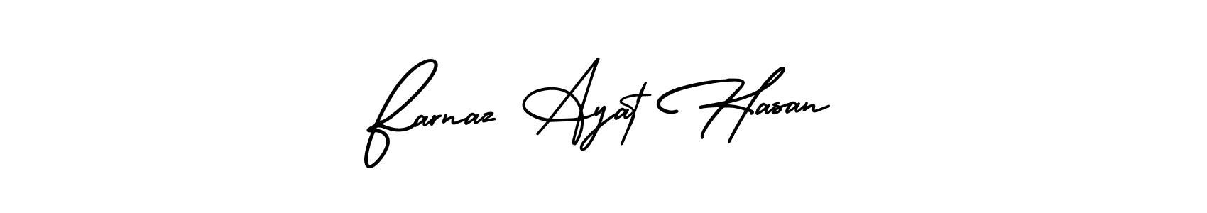 if you are searching for the best signature style for your name Farnaz Ayat Hasan. so please give up your signature search. here we have designed multiple signature styles  using AmerikaSignatureDemo-Regular. Farnaz Ayat Hasan signature style 3 images and pictures png