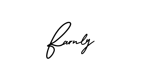 You should practise on your own different ways (AmerikaSignatureDemo-Regular) to write your name (Farnly) in signature. don't let someone else do it for you. Farnly signature style 3 images and pictures png