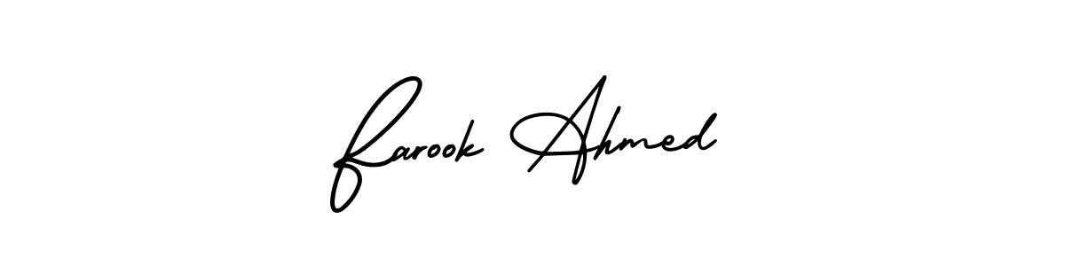 The best way (AmerikaSignatureDemo-Regular) to make a short signature is to pick only two or three words in your name. The name Farook Ahmed include a total of six letters. For converting this name. Farook Ahmed signature style 3 images and pictures png