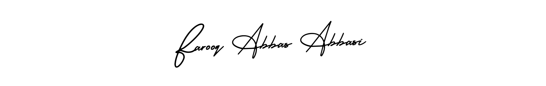 The best way (AmerikaSignatureDemo-Regular) to make a short signature is to pick only two or three words in your name. The name Farooq Abbas Abbasi include a total of six letters. For converting this name. Farooq Abbas Abbasi signature style 3 images and pictures png