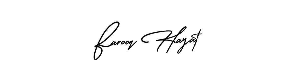 Use a signature maker to create a handwritten signature online. With this signature software, you can design (AmerikaSignatureDemo-Regular) your own signature for name Farooq Hayat. Farooq Hayat signature style 3 images and pictures png