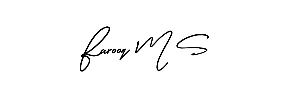 This is the best signature style for the Farooq M S name. Also you like these signature font (AmerikaSignatureDemo-Regular). Mix name signature. Farooq M S signature style 3 images and pictures png
