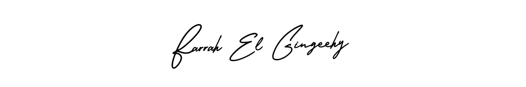 The best way (AmerikaSignatureDemo-Regular) to make a short signature is to pick only two or three words in your name. The name Farrah El Gingeehy include a total of six letters. For converting this name. Farrah El Gingeehy signature style 3 images and pictures png