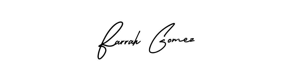 You should practise on your own different ways (AmerikaSignatureDemo-Regular) to write your name (Farrah Gomez) in signature. don't let someone else do it for you. Farrah Gomez signature style 3 images and pictures png
