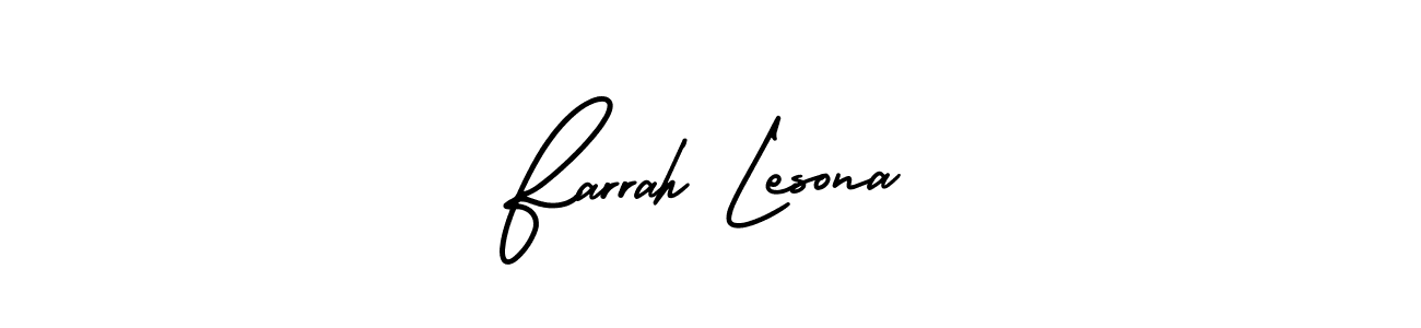 Use a signature maker to create a handwritten signature online. With this signature software, you can design (AmerikaSignatureDemo-Regular) your own signature for name Farrah Lesona. Farrah Lesona signature style 3 images and pictures png