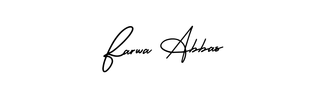 You should practise on your own different ways (AmerikaSignatureDemo-Regular) to write your name (Farwa Abbas) in signature. don't let someone else do it for you. Farwa Abbas signature style 3 images and pictures png