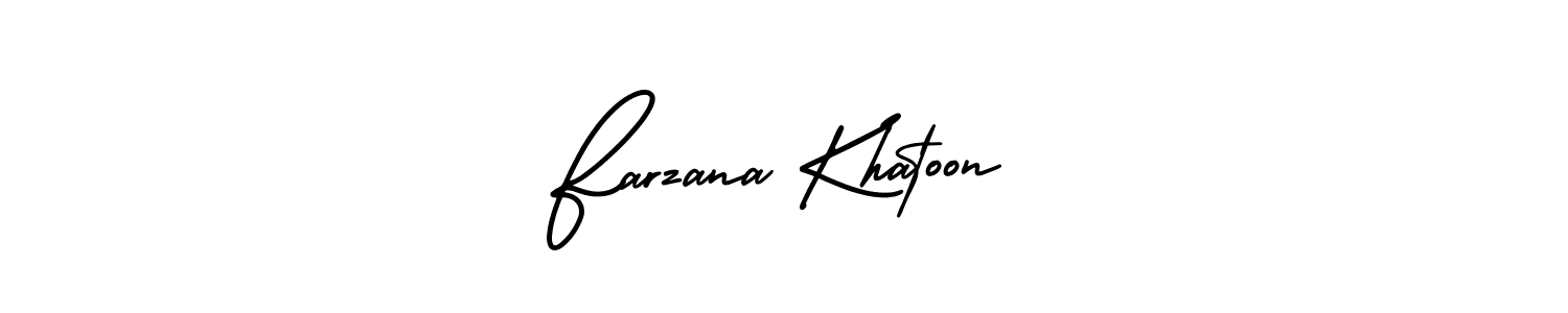 You should practise on your own different ways (AmerikaSignatureDemo-Regular) to write your name (Farzana Khatoon) in signature. don't let someone else do it for you. Farzana Khatoon signature style 3 images and pictures png