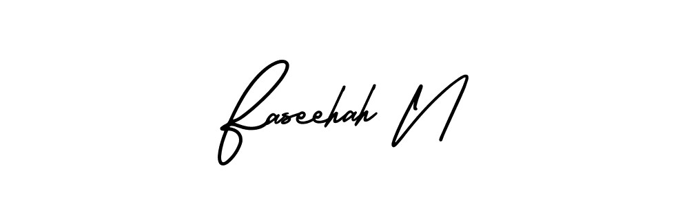 Also You can easily find your signature by using the search form. We will create Faseehah N name handwritten signature images for you free of cost using AmerikaSignatureDemo-Regular sign style. Faseehah N signature style 3 images and pictures png