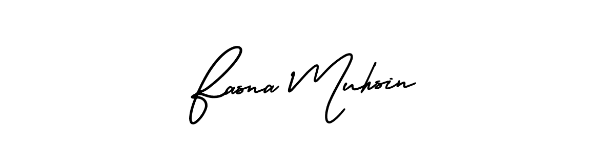 This is the best signature style for the Fasna Muhsin name. Also you like these signature font (AmerikaSignatureDemo-Regular). Mix name signature. Fasna Muhsin signature style 3 images and pictures png