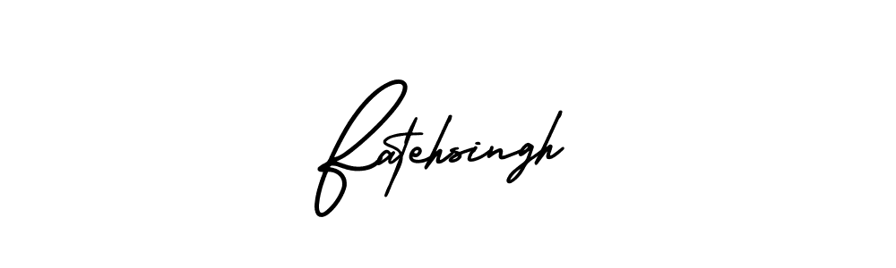 The best way (AmerikaSignatureDemo-Regular) to make a short signature is to pick only two or three words in your name. The name Fatehsingh include a total of six letters. For converting this name. Fatehsingh signature style 3 images and pictures png
