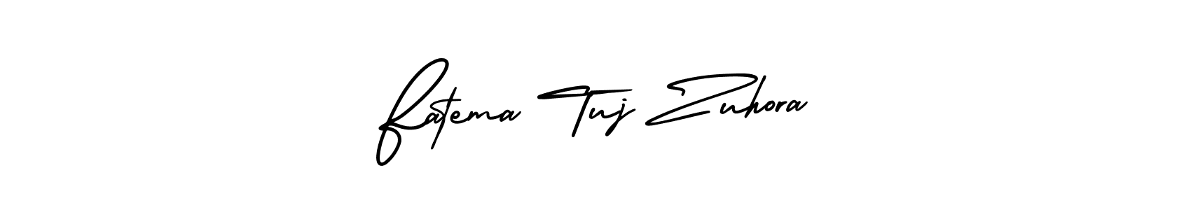 The best way (AmerikaSignatureDemo-Regular) to make a short signature is to pick only two or three words in your name. The name Fatema Tuj Zuhora include a total of six letters. For converting this name. Fatema Tuj Zuhora signature style 3 images and pictures png