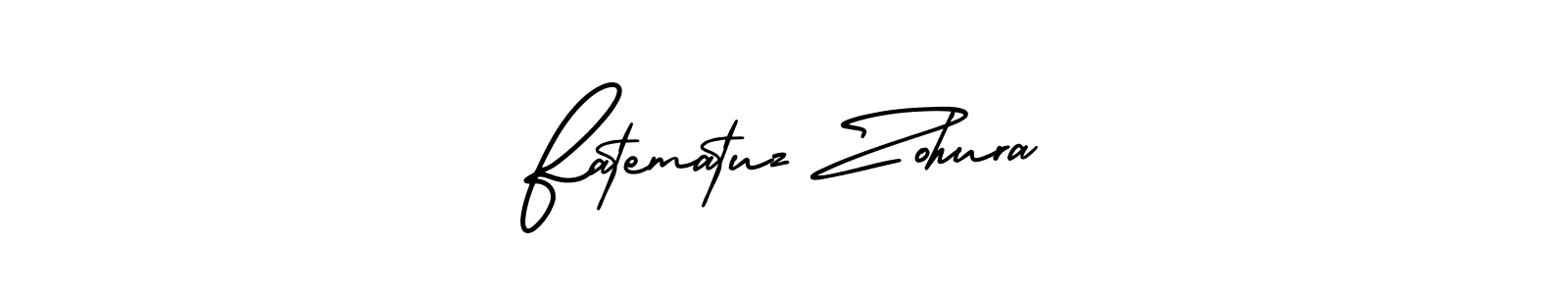 You should practise on your own different ways (AmerikaSignatureDemo-Regular) to write your name (Fatematuz Zohura) in signature. don't let someone else do it for you. Fatematuz Zohura signature style 3 images and pictures png