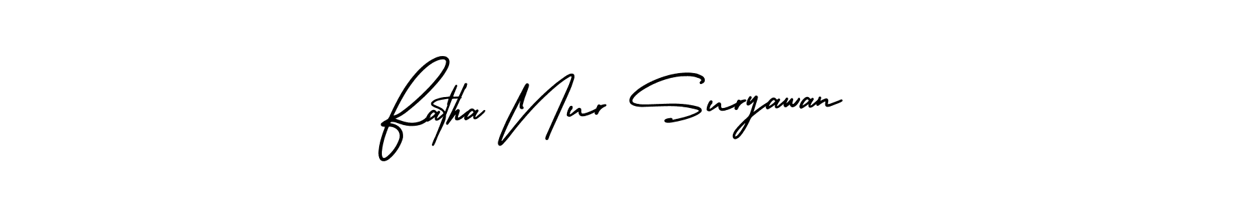 if you are searching for the best signature style for your name Fatha Nur Suryawan. so please give up your signature search. here we have designed multiple signature styles  using AmerikaSignatureDemo-Regular. Fatha Nur Suryawan signature style 3 images and pictures png
