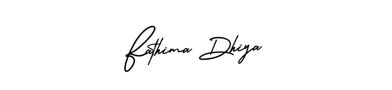 Use a signature maker to create a handwritten signature online. With this signature software, you can design (AmerikaSignatureDemo-Regular) your own signature for name Fathima Dhiya. Fathima Dhiya signature style 3 images and pictures png