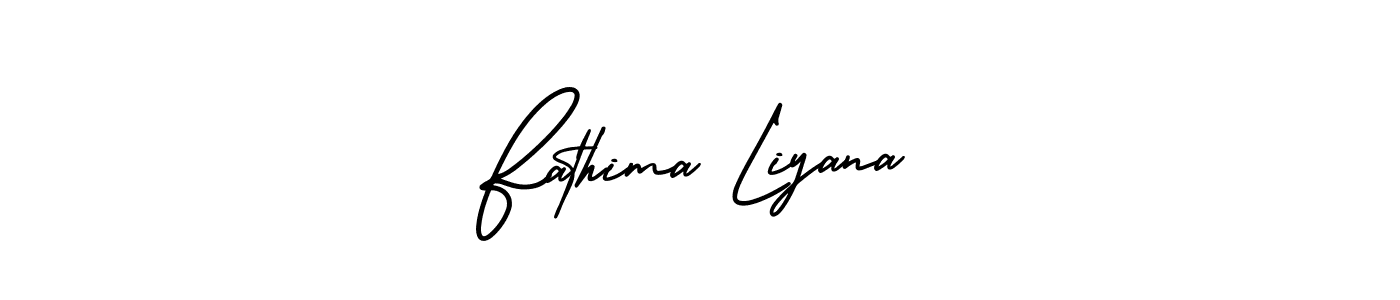 This is the best signature style for the Fathima Liyana name. Also you like these signature font (AmerikaSignatureDemo-Regular). Mix name signature. Fathima Liyana signature style 3 images and pictures png