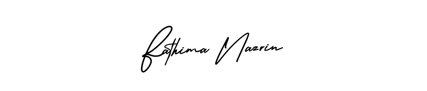 You should practise on your own different ways (AmerikaSignatureDemo-Regular) to write your name (Fathima Nazrin) in signature. don't let someone else do it for you. Fathima Nazrin signature style 3 images and pictures png