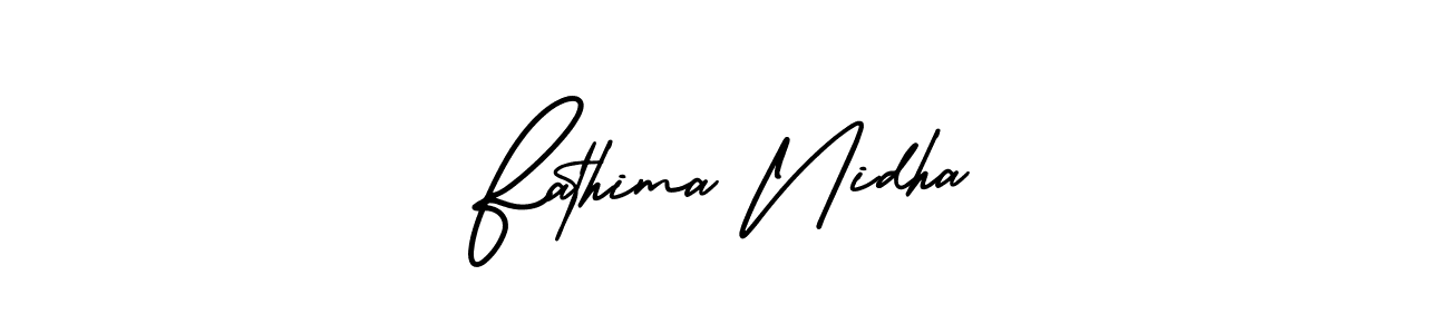 Make a beautiful signature design for name Fathima Nidha. With this signature (AmerikaSignatureDemo-Regular) style, you can create a handwritten signature for free. Fathima Nidha signature style 3 images and pictures png
