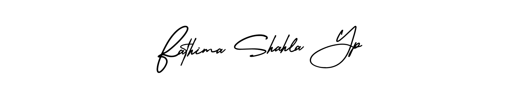 Fathima Shahla Yp stylish signature style. Best Handwritten Sign (AmerikaSignatureDemo-Regular) for my name. Handwritten Signature Collection Ideas for my name Fathima Shahla Yp. Fathima Shahla Yp signature style 3 images and pictures png