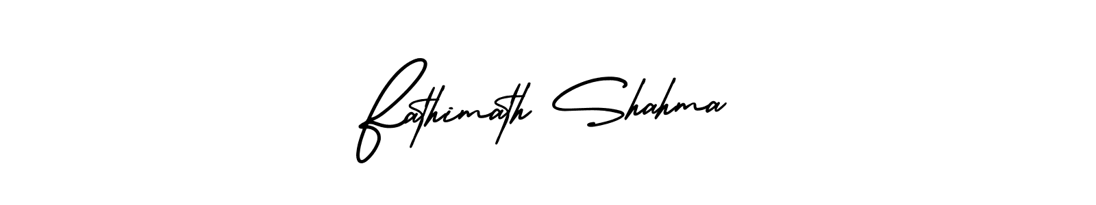 Also we have Fathimath Shahma name is the best signature style. Create professional handwritten signature collection using AmerikaSignatureDemo-Regular autograph style. Fathimath Shahma signature style 3 images and pictures png