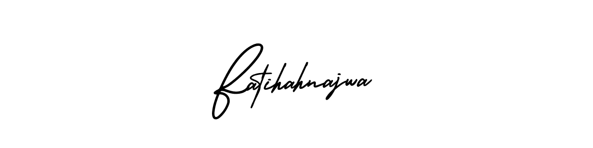 You should practise on your own different ways (AmerikaSignatureDemo-Regular) to write your name (Fatihahnajwa) in signature. don't let someone else do it for you. Fatihahnajwa signature style 3 images and pictures png