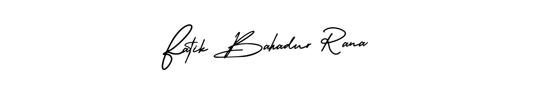 The best way (AmerikaSignatureDemo-Regular) to make a short signature is to pick only two or three words in your name. The name Fatik Bahadur Rana include a total of six letters. For converting this name. Fatik Bahadur Rana signature style 3 images and pictures png