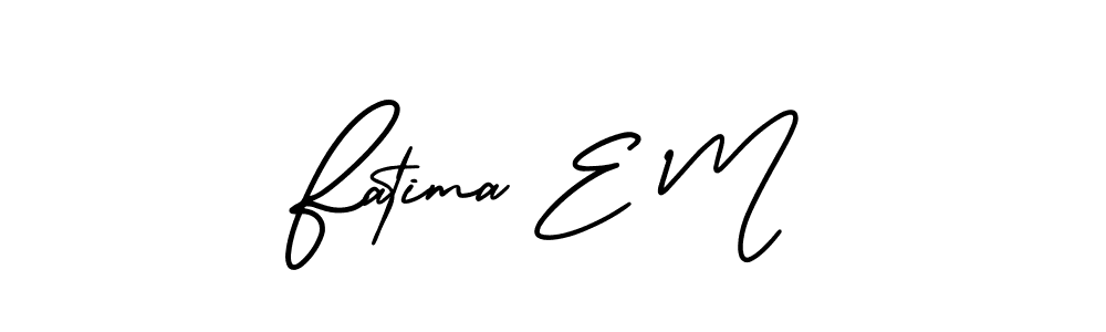 This is the best signature style for the Fatima E M name. Also you like these signature font (AmerikaSignatureDemo-Regular). Mix name signature. Fatima E M signature style 3 images and pictures png