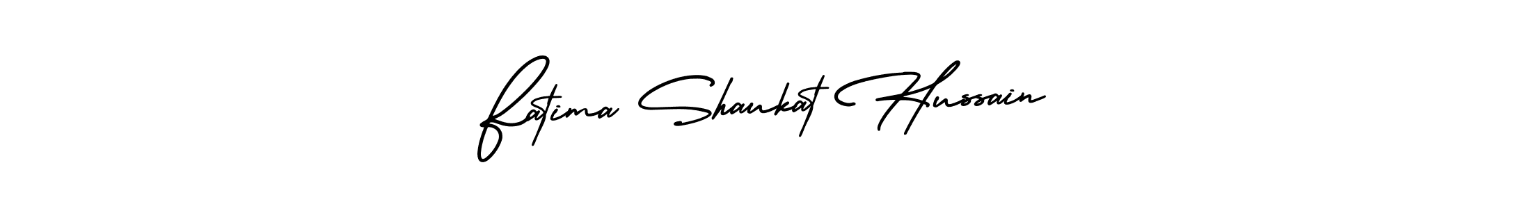 This is the best signature style for the Fatima Shaukat Hussain name. Also you like these signature font (AmerikaSignatureDemo-Regular). Mix name signature. Fatima Shaukat Hussain signature style 3 images and pictures png