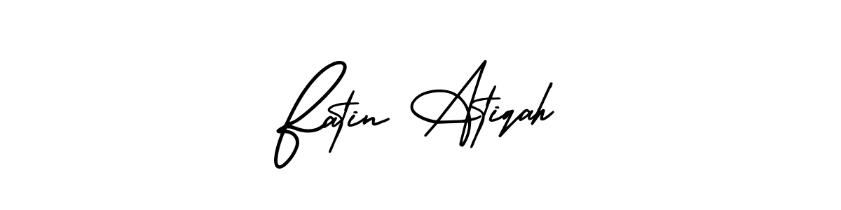 How to Draw Fatin Atiqah signature style? AmerikaSignatureDemo-Regular is a latest design signature styles for name Fatin Atiqah. Fatin Atiqah signature style 3 images and pictures png