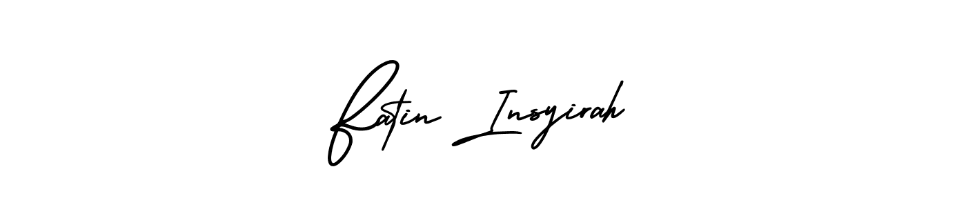 This is the best signature style for the Fatin Insyirah name. Also you like these signature font (AmerikaSignatureDemo-Regular). Mix name signature. Fatin Insyirah signature style 3 images and pictures png