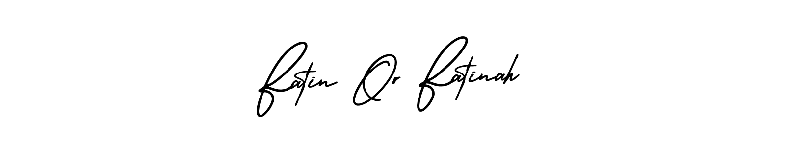 You should practise on your own different ways (AmerikaSignatureDemo-Regular) to write your name (Fatin Or Fatinah) in signature. don't let someone else do it for you. Fatin Or Fatinah signature style 3 images and pictures png