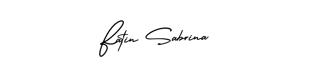 The best way (AmerikaSignatureDemo-Regular) to make a short signature is to pick only two or three words in your name. The name Fatin Sabrina include a total of six letters. For converting this name. Fatin Sabrina signature style 3 images and pictures png