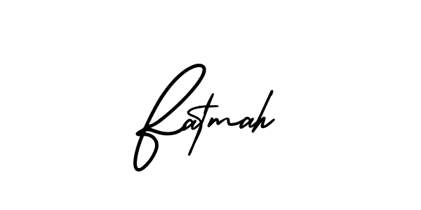 You should practise on your own different ways (AmerikaSignatureDemo-Regular) to write your name (Fatmah) in signature. don't let someone else do it for you. Fatmah signature style 3 images and pictures png