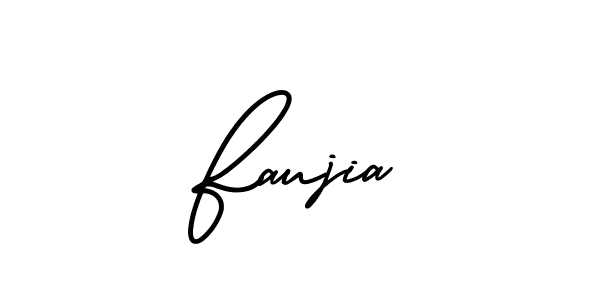 How to make Faujia name signature. Use AmerikaSignatureDemo-Regular style for creating short signs online. This is the latest handwritten sign. Faujia signature style 3 images and pictures png