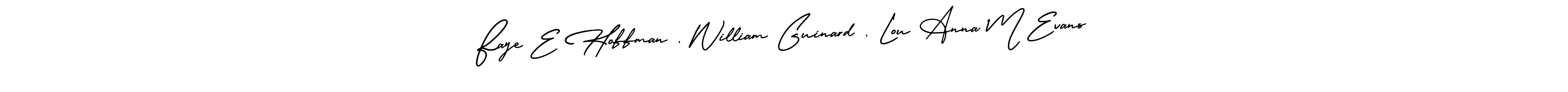 You should practise on your own different ways (AmerikaSignatureDemo-Regular) to write your name (Faye E Hoffman , William Guinard , Lou Anna M Evans) in signature. don't let someone else do it for you. Faye E Hoffman , William Guinard , Lou Anna M Evans signature style 3 images and pictures png