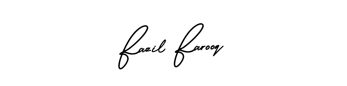 How to make Fazil Farooq name signature. Use AmerikaSignatureDemo-Regular style for creating short signs online. This is the latest handwritten sign. Fazil Farooq signature style 3 images and pictures png