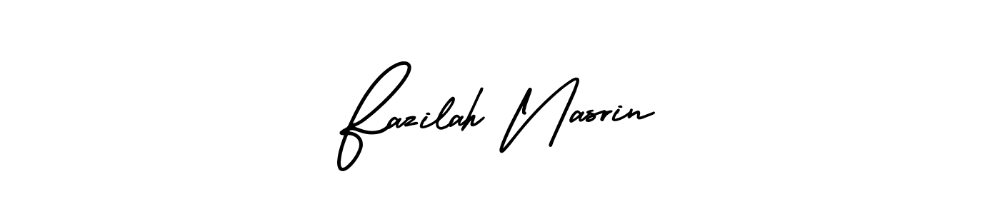 This is the best signature style for the Fazilah Nasrin name. Also you like these signature font (AmerikaSignatureDemo-Regular). Mix name signature. Fazilah Nasrin signature style 3 images and pictures png