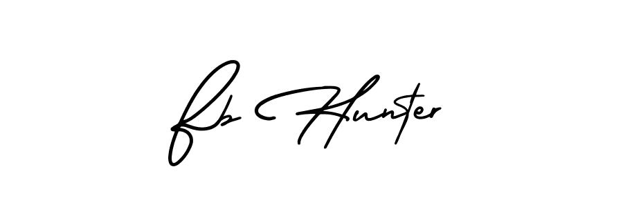 You should practise on your own different ways (AmerikaSignatureDemo-Regular) to write your name (Fb Hunter) in signature. don't let someone else do it for you. Fb Hunter signature style 3 images and pictures png