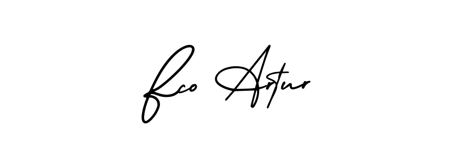 Fco Artur stylish signature style. Best Handwritten Sign (AmerikaSignatureDemo-Regular) for my name. Handwritten Signature Collection Ideas for my name Fco Artur. Fco Artur signature style 3 images and pictures png
