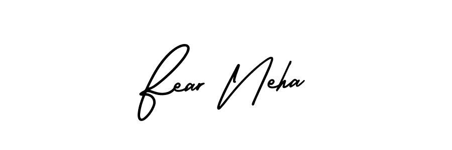 You should practise on your own different ways (AmerikaSignatureDemo-Regular) to write your name (Fear Neha) in signature. don't let someone else do it for you. Fear Neha signature style 3 images and pictures png
